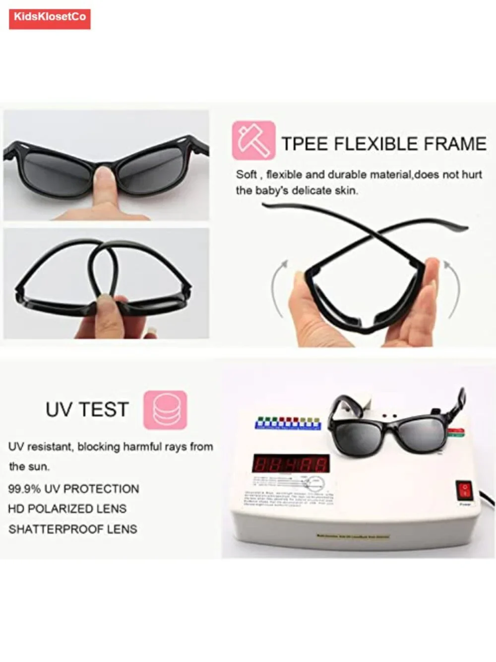 Baby Sunglasses with Strap Polarized UV400 Flexible for Infant Toddler